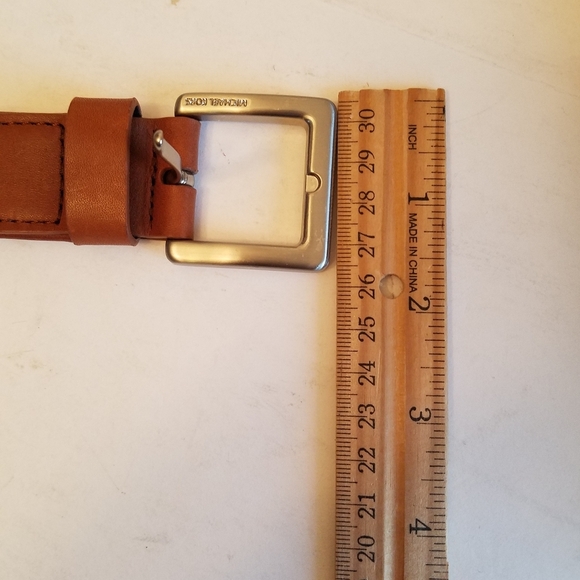 Michael Kors Men's Leather Trim Belt Silver Plated Buckle Size 40 Tan - Picture 14 of 15